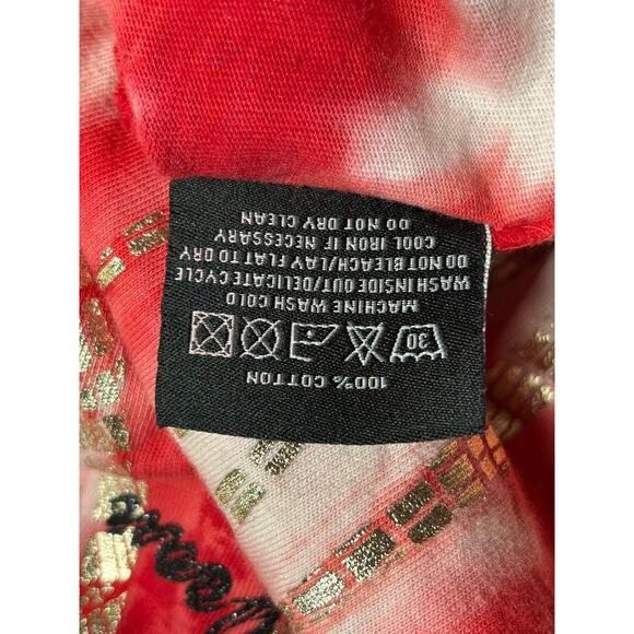 Robin's Jean Shirt Mens 2XL Red Gold Metallic Tie Dye Angel Wings Graphic Tee - Picture 6 of 8